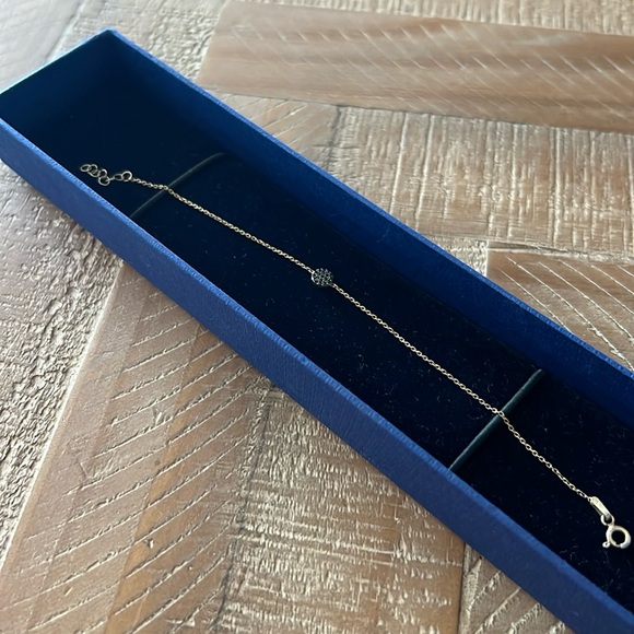 Black Died Diamond / 14k Gold (Solitaire Chain Bracelet) - Picture 2 of 6